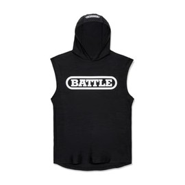 Battle Sports Sleeveless Action Hoodie, Athletic Fit, 4-Way Stretch, 94% Polyester Black
