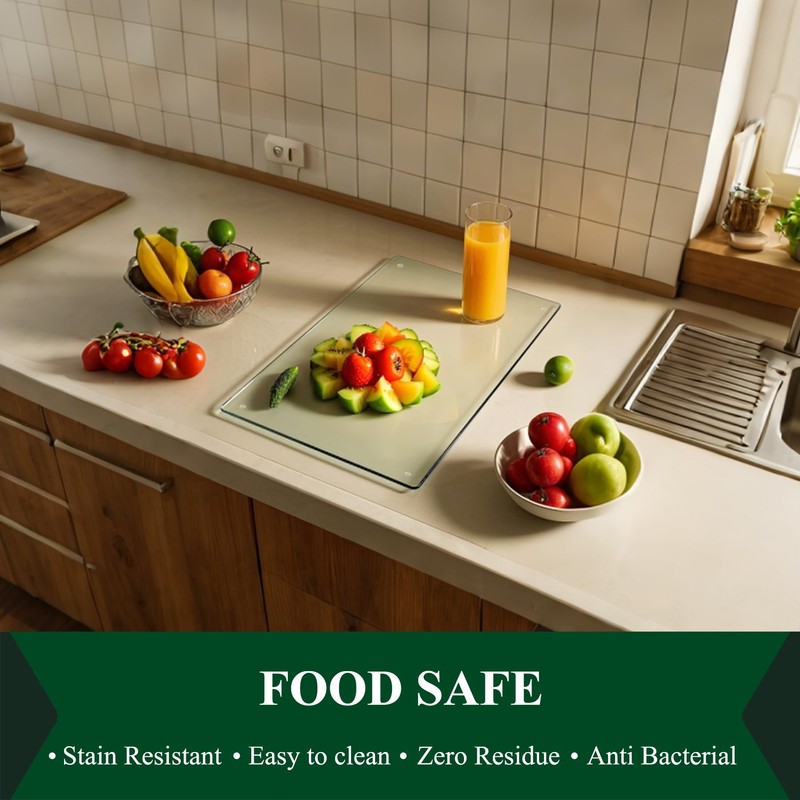 Phore Tempered Glass Cutting Board for Kitchen, Dishwasher Safe, Clear