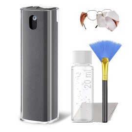 JiaTeums Touchscreen Mist Cleaner Spray, 2 in1 Screen Cleaner Spray Tool for Phone Laptop Device Lens TV PC Car Screen with Refill, Brush & Microfiber Cloth, Grey