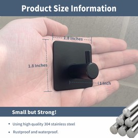 Rise age Adhesive Hooks, Waterproof Adhesive Shower Hanger Hooks for Hanging Loofah, Sponge, Towels, Robes Stainless Steel Stick on Shower Hooks for Bathrom Black Removable Sticky Wall Hooks 4 Pcs