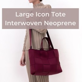 POPUPS Interwoven Large Neoprene Foldable Tote Bag, Weekender Bag for Women - Travel Crossbody Purse - Secure to Carry On, Luggage (Berry)