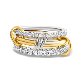 Cocamiky 6 Gold Stackable Rings for Women Non Tarnish,18k Gold Plated Stacking Rings Silver CZ Cubic Zirconia Rings,Gold Knuckle Women Trendy Rings Set