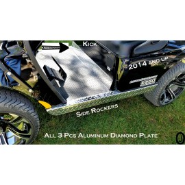 J & O Carts Parts EZGO TxT Golf Cart Diamond Plate Side Rocker & KICK 3 pcs set 2014 & up