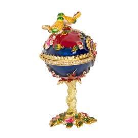 QIFU Hand Painted Faberge Egg Style Decorative Enameled Trinket Box Hinged Unique Gift for Family(QF1469B)