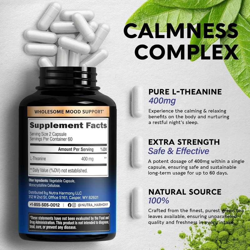 NUTRAHARMONY L Theanine 400 mg | L-Theanine Stress Relief |