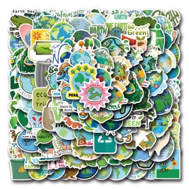 110PCS Environmental Protection Stickers – Earth Day & Nature Themed Vinyl Decals for Water Bottle, Laptop, Scrapbook, Bicycle, Phone, Skateboard – Green Conservation, Forest & Marine Protection