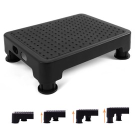 CHIKILLA Adjustable Step Stool for Adults Kids and Senior, Non-Slip Step Platform Indoor and Outdoor for Pregnant Woman, Portable Stair Assist for Kitchen Car Bedside and Shower, Black-Black, 3.4-5In