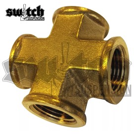 Switch Suspension Brass Pipe Fitting 3/8 NPT Female Cross 4 Way Equal Forged Connector Coupling