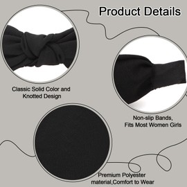 Amariver Black Headbands for Women Wide Knotted Headband Top Knot Hair Band Non-slip Head Band Soft Fashion Accessories for Women Girls