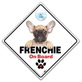 Frenchie On Board Sign, French Bulldog Car Sign 2, Frenchie Dog Car Sign, French Bulldog Dog Breed Vehicle Sign 14cm x 14cm