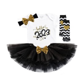 Hello 2023 Outfit - Girls 1st New Year - Baby's 1st New Years - New Year's Outfit - First New Years - Baby Girl Tutu Outfit, Toddler New Year's Shirt, Baby Girl Coming Home Outfit