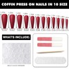AddFavor Long Coffin Press on Nails Dark Red Fake Nails