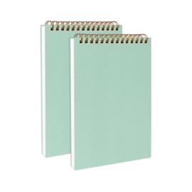 DSTELIN Upright Mint Green Sketch Coil Notebooks, 2-Pack, 7.5 x 5.1 Inches, Hardcover with 1150GSM Cardstock, 100 Pages / 50 Sheets, 100GSM Paper