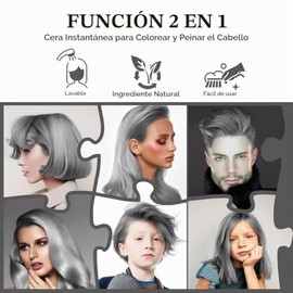 Cera Temporal Gris Plateado 4.23Oz, Tinte Crema de Peinado Natural Instantáneo, Gris Styling Pomadesfor Hombres Niñas Mujeres Jóvenes, Barro para Colo