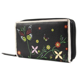 bruno banani Women's Wallet Black Leather Genuine Leather Contemporary Butterfly Zip Around Lightweight Zip Press Stud Envelope 1 Section Credit_Card Cash 4260545424454 1760264031, black, Contemporary