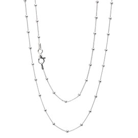 Treasure Bay Women's Silver Necklace - 925 Sterling Silver Small Chain Beaded Necklace Layered Stacking Curb Chain Necklace for Women Ladies Girls 16" 18" 19" 20" 21" 22" 24" in (17)
