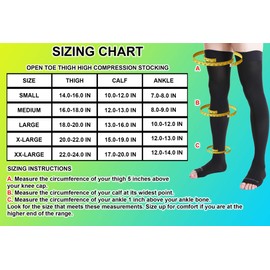 Doc Miller Medias opacas de compresión con puntera abierta, 30-40 mmHg, Negro, Medium