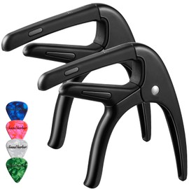 Guitar Capo 2 Pack Capo for Acoustic and Electric 6 String Guitars (Black Capo)