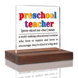 SOSREBEDR Preschool Teacher Appreciation Gifts, Preschool Graduation Gifts Ideas, Preschool Teacher Assistant Gifts, Leaving Going Away for Preschool Teacher, Acrylic Decorative Signs & Plaques S02