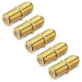conecto SAT Adaptor F Female to F Female Double Socket or Gender Changer for F Antenna Connections Gold-Plated (Pack of 5)
