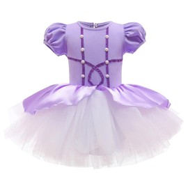 Dressy Daisy Princess Ballet Tutu Dress for Little Girls Ballerina Dance Costume Outfit Dancewear Size 6-7 Purple 078