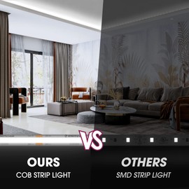 EMITEVER LED Strip Lights Kit 5000K Cool White 16.4FT, DC24V COB Dimmable Tape Lighting for Bedroom & Kitchen Under Cabinets,1400LEDs/Spool