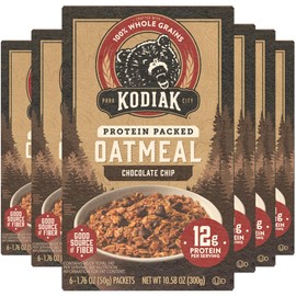 Kodiak Instant Oatmeal Packets, Chocolate Chip, High Protein, 100% Whole Grains, 6 boxes with 6 packets each (36 packets total)