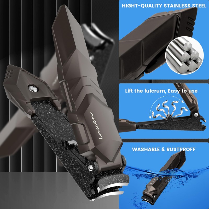 INXEN Nail Clippers for Men with Catcher – No Splash,