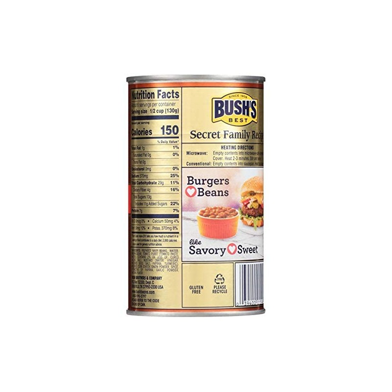 Bush's Best Baked Beans, Canned Homestyle Baked Beans, 28 Ounce