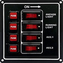 SeaSense Switch Panel 4 Gang,Black