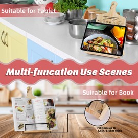 Funistree Kitchen Conversion Chart Cookbook Stand, Sturdy Wood Cook Book Holder, Recipe Cookbook Holder Stand with Kitchen Counters, Kitchen Baking Gifts for Women, Accessiores for Holding Cookbook