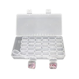 GSHLLO 35 Grids Clear Plastic Bead Storage Boxes Diamond Painting Drill Containers Embroidery Bead Storage Case Stackable Jewelry Tackle Box Organizer