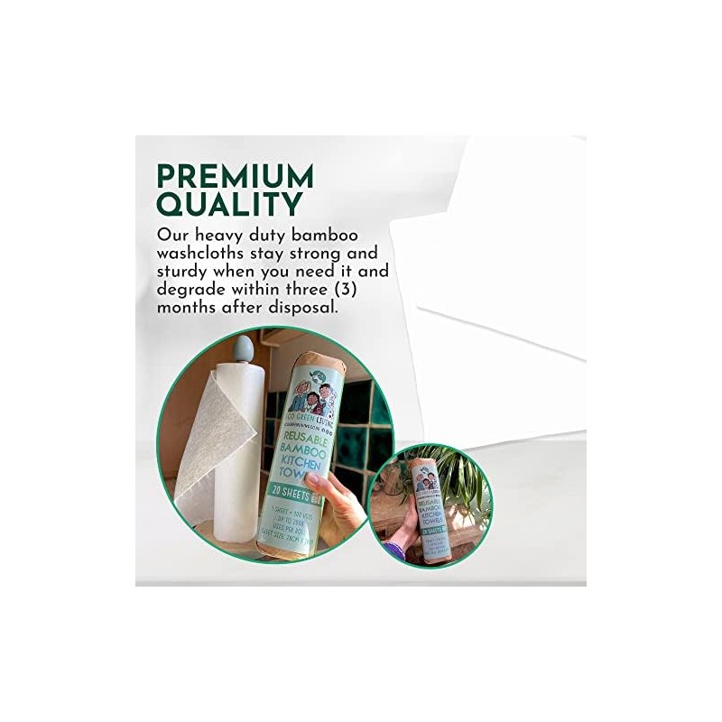 Reusable Paper Bamboo Towels for Kitchen, Up to 100 Uses