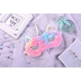 Forlady unicorn sleeping mask, plush cartoon mask for children and adults -