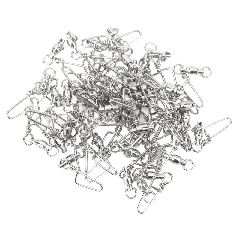 50Pcs High Strength Fishing Snap Swivels Stainless Steel B Type