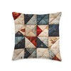 Retro Geometric Patchwork Quilt Style Pattern Throw Pillow