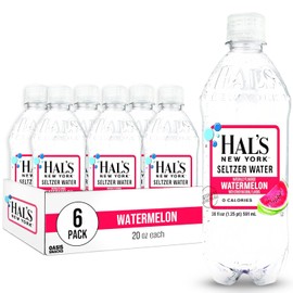 Hal's New York Seltzer Water, Watermelon Sparkling Water, 20 Fl Oz Bottle (Pack of 6)