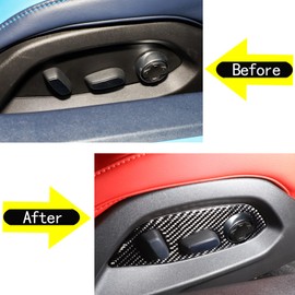 CHEAYAR Soft Real Carbon Fiber Car Seat Adjustment Switch Trim Sticker Compatible with Corvette C8 Stingray Z06 Z51 2020 2021 2022 2023 Interior Decoration Accessories (Black 3 Holes)