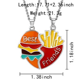 Bff Friendship Gifts Necklace for 2 Hamburger French Fries Best Friend Necklace for 2 Girls Christmas Birthday Gifts for Best Friends Matching Necklaces for BFF Bestie