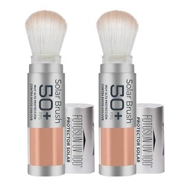 FOTOSUN UV 100 Solar Brush, Protector Solar Facial en Polvo FPS 50 UVAUVB, Con Brocha, Acabado Mate, Resistente al Agua, Uso Diario (2 Piezas)        