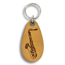 ForLeatherMore - Saxophone - Sax - Genuine Leather Keychain - Music Keychains