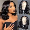 13X6 14inch 230%Density Natural Black Bob Wig Human Hair, Body