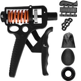 Wesoke Grip Strength Trainer Kit 5 Pack, Forearm Strengthener with Adjustable Resistance, Finger Exerciser Stretcher, Grip Ring, Hand Grippers, Stress Relief Ball for Muscle Building Injury Recover