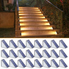 NIORSUN Solar Step Lights for Outside,24 Pack Warm White Solar Stair Lights Outdoor Waterproof IP67 Auto On Off,Solar Lights for Steps,Stair,Patio,Yard,Porch,Front Door,Sidewalk,Deck Decor