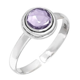 Jeweloporium Lavendar Alexandrite Quatz June Birthstone 925 Sterling Silver Ring for Women Stone Cocktail Small Silver Ring Adjustable Size J to R 1/2 Valentine's Day Gift Vintage Jewellery