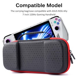 Miimall for ASUS ROG Ally X 2024/ROG Ally Case, PU + EVA Hard Protective Travel Case for ROG Ally X Anti-Scratch Shockproof, ASUS ROG Ally X Gaming Handheld Carrying Bag with Portable Handle, Black