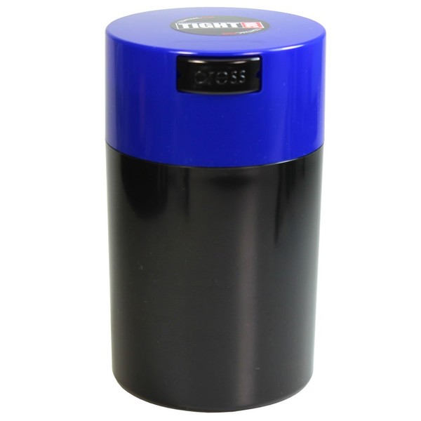 Tightvac - 1 oz to 6 ounce Vacuum Sealed Storage Container - Dark Blue Cap &Black Body