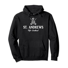 St. Andrews Fife Scotland Crossed Golf Clubs and Thistle Pullover Hoodie