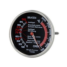 SUNARTIS - Bratenthermometer mit Antihaftbeschichtung | Hochwertiges Edelstahl Bratenthermometer. Fleischthermometer mit Messbereich Braten: von +50°C bis +100°C & Ofen bis +300 °C | 7,5x14,5cm