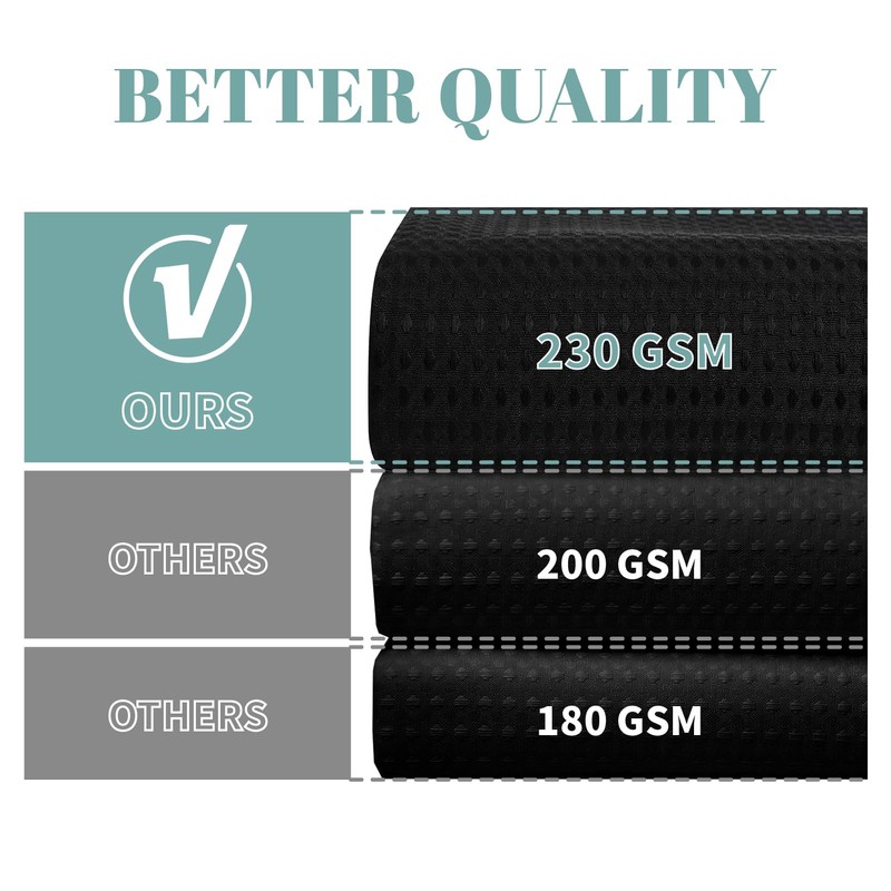 eachope Black No Hook Waffle Weave Shower Curtain with snap-in